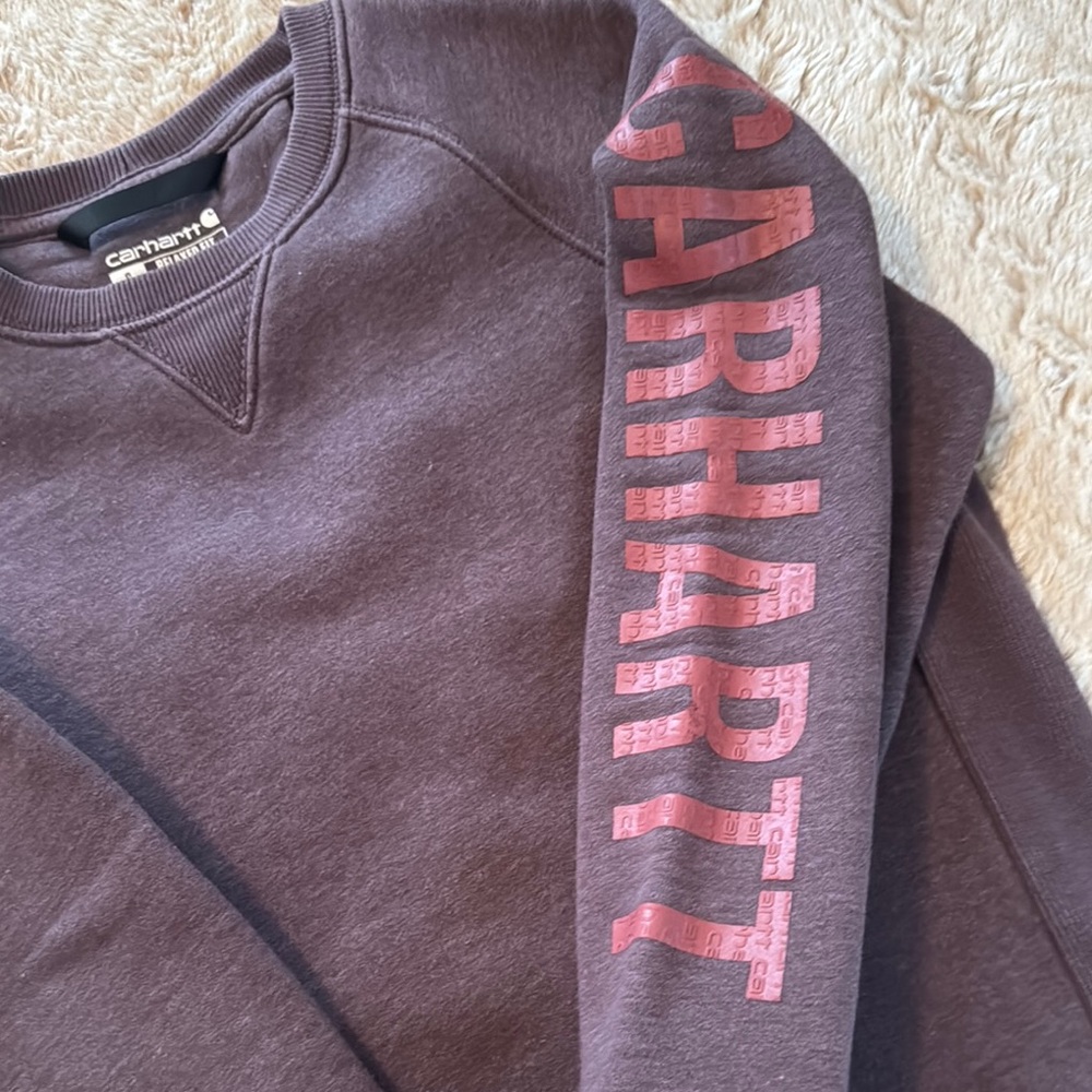 Carhartt Purple Crewneck Sweater with Ribbed Cuffs - Picture 2 of 5